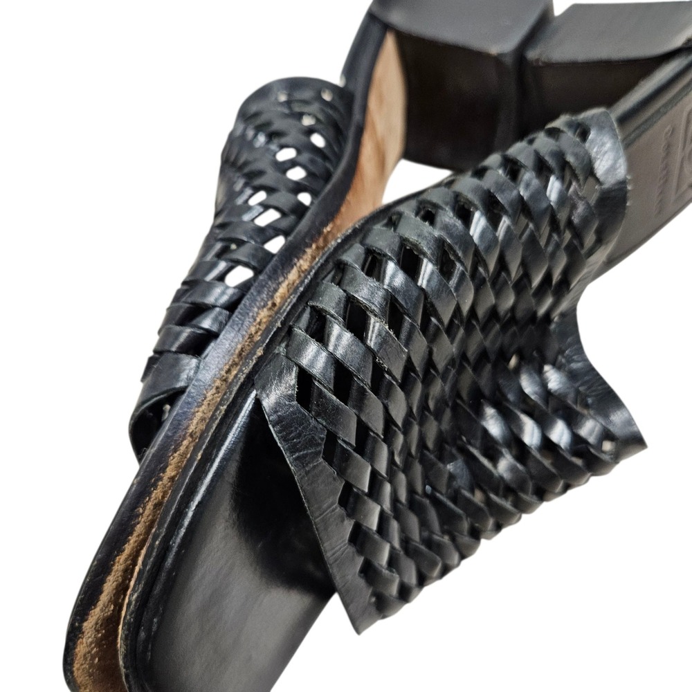 Cole Haan Woven Leather Mules Block Heel Slides Black Size 6B - Picture 12 of 12
